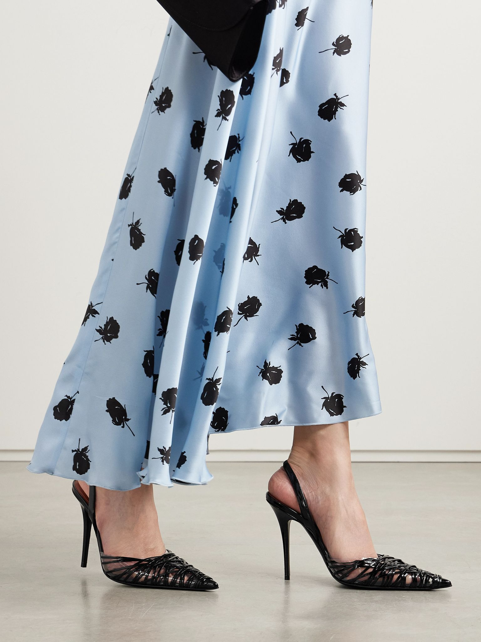 Lori Sling patent-leather and PVC slingback pumps Black - 2