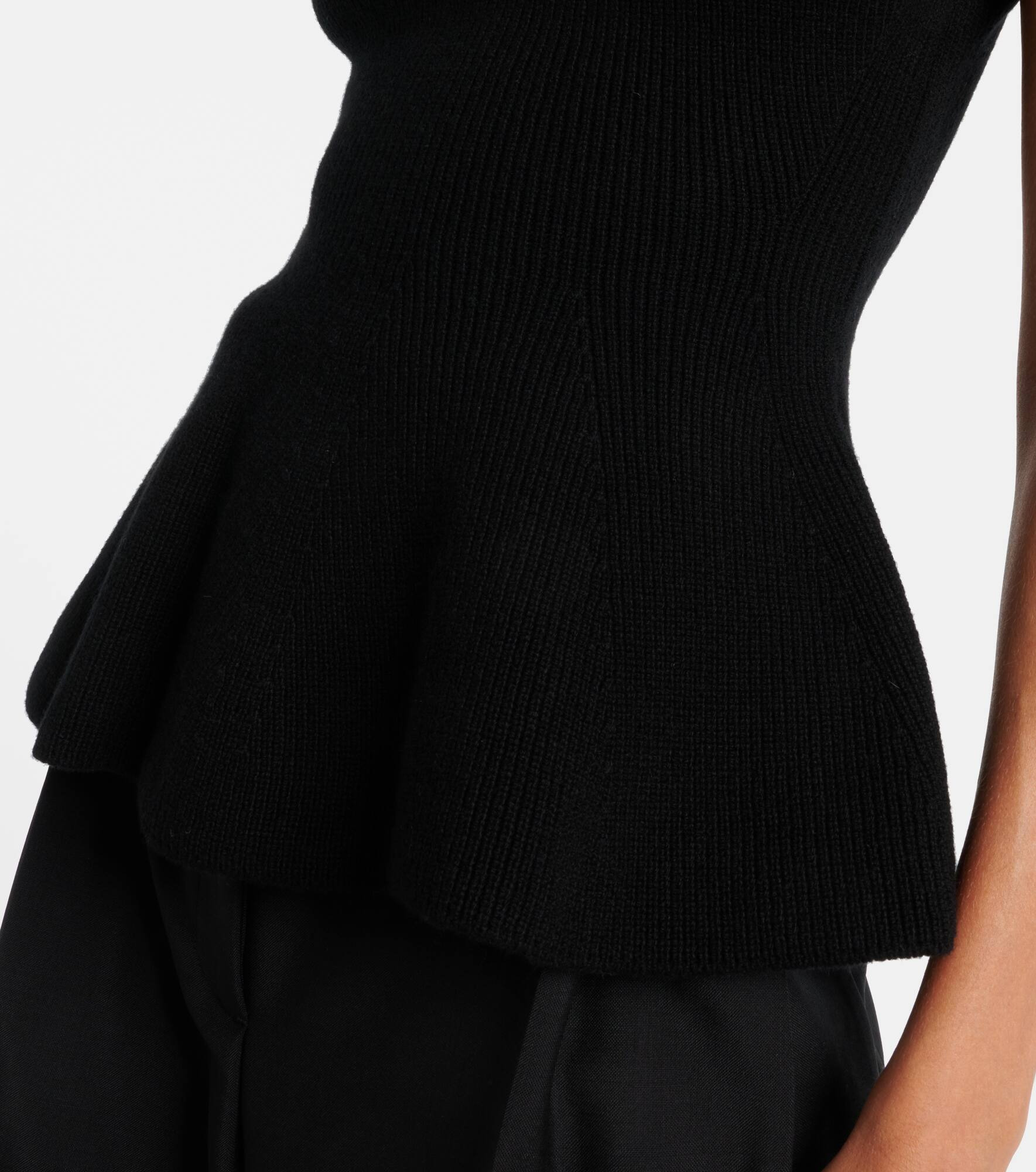 Ribbed-knit peplum wool and cashmere top - 5
