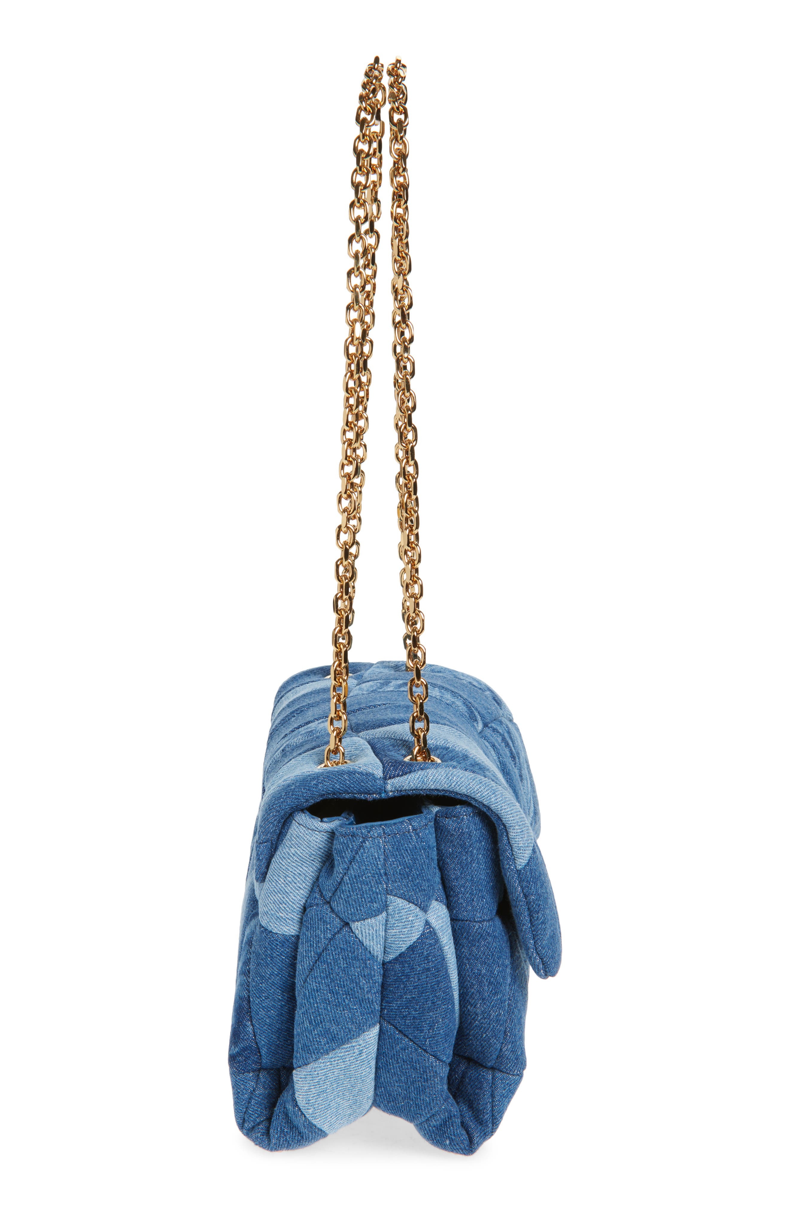 Versace Medusa 95 Quilted Patchwork Denim Shoulder Bag in Blue Versace Gold at Nordstrom - 6