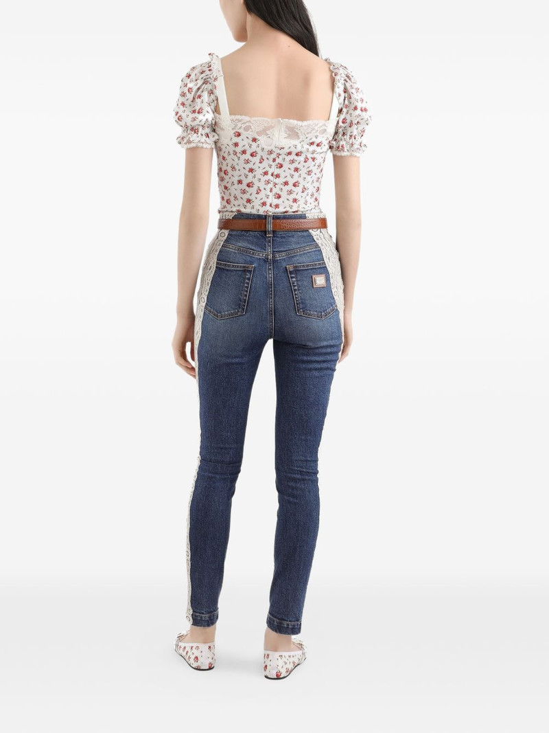 lace panel denim jeans 3