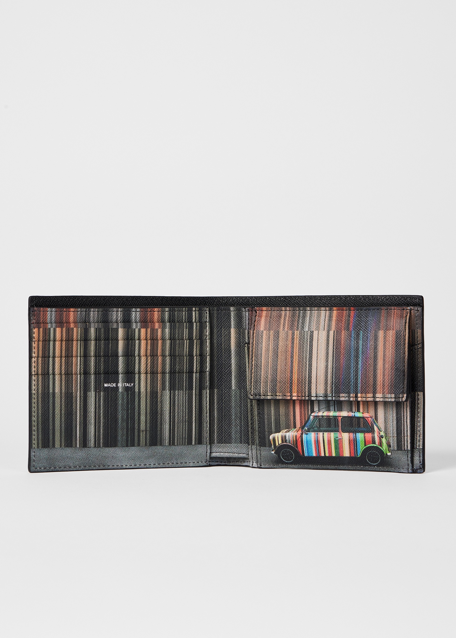 Black 'Mini Stripe' Leather Billfold and Coin Wallet - 2