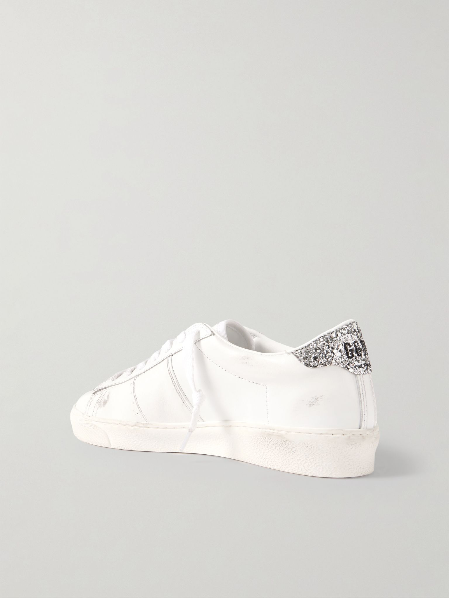 Matchstar distressed glittered leather sneakers White - 3
