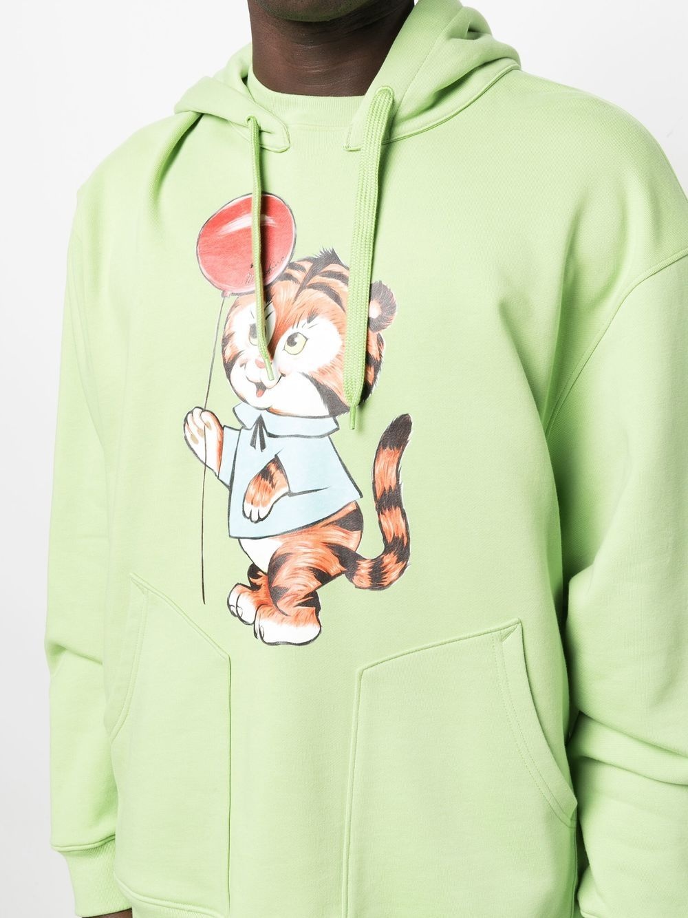 graphic print drawstring hoodie - 5