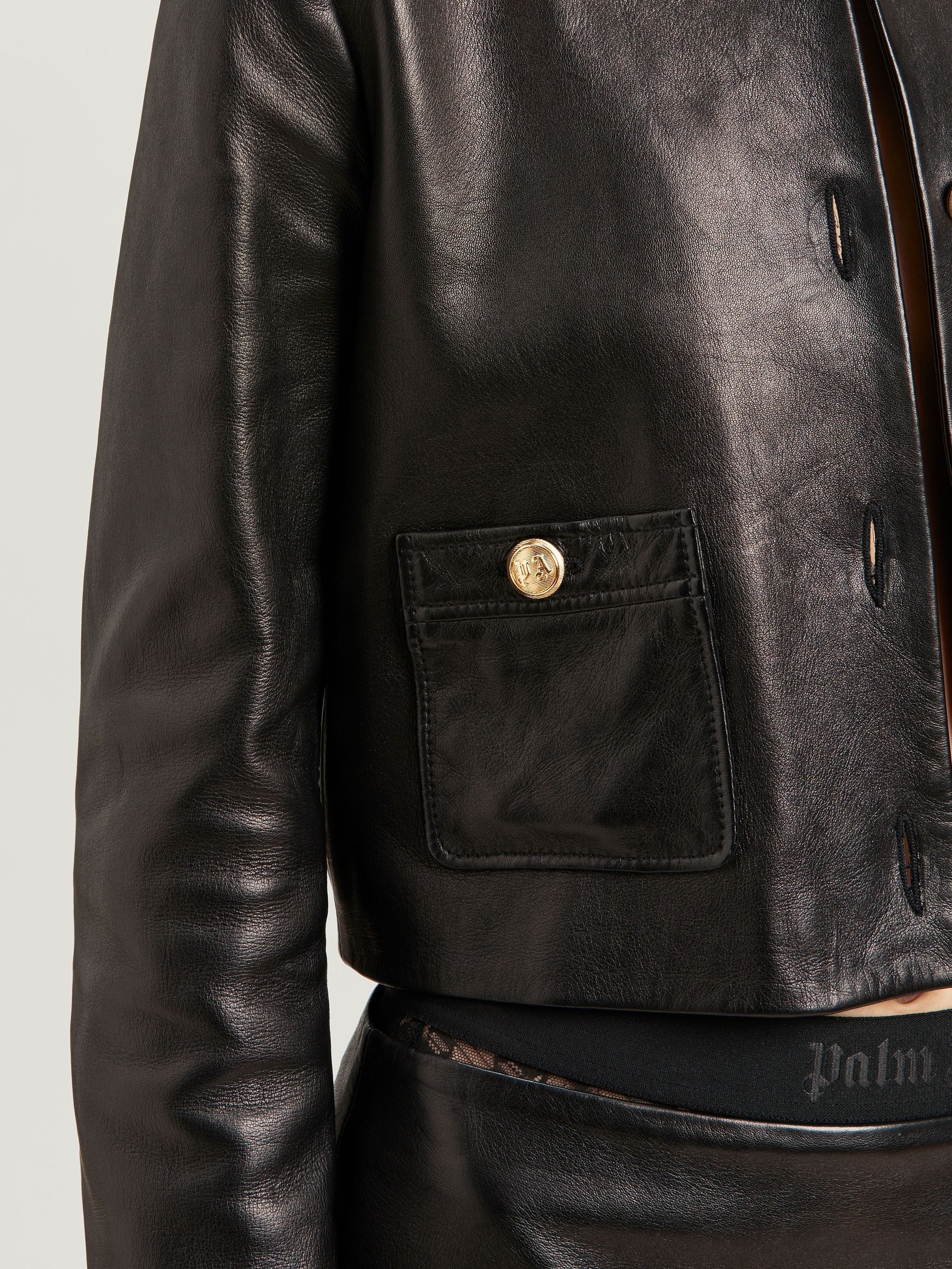 Buttons Leather Jacket - 6