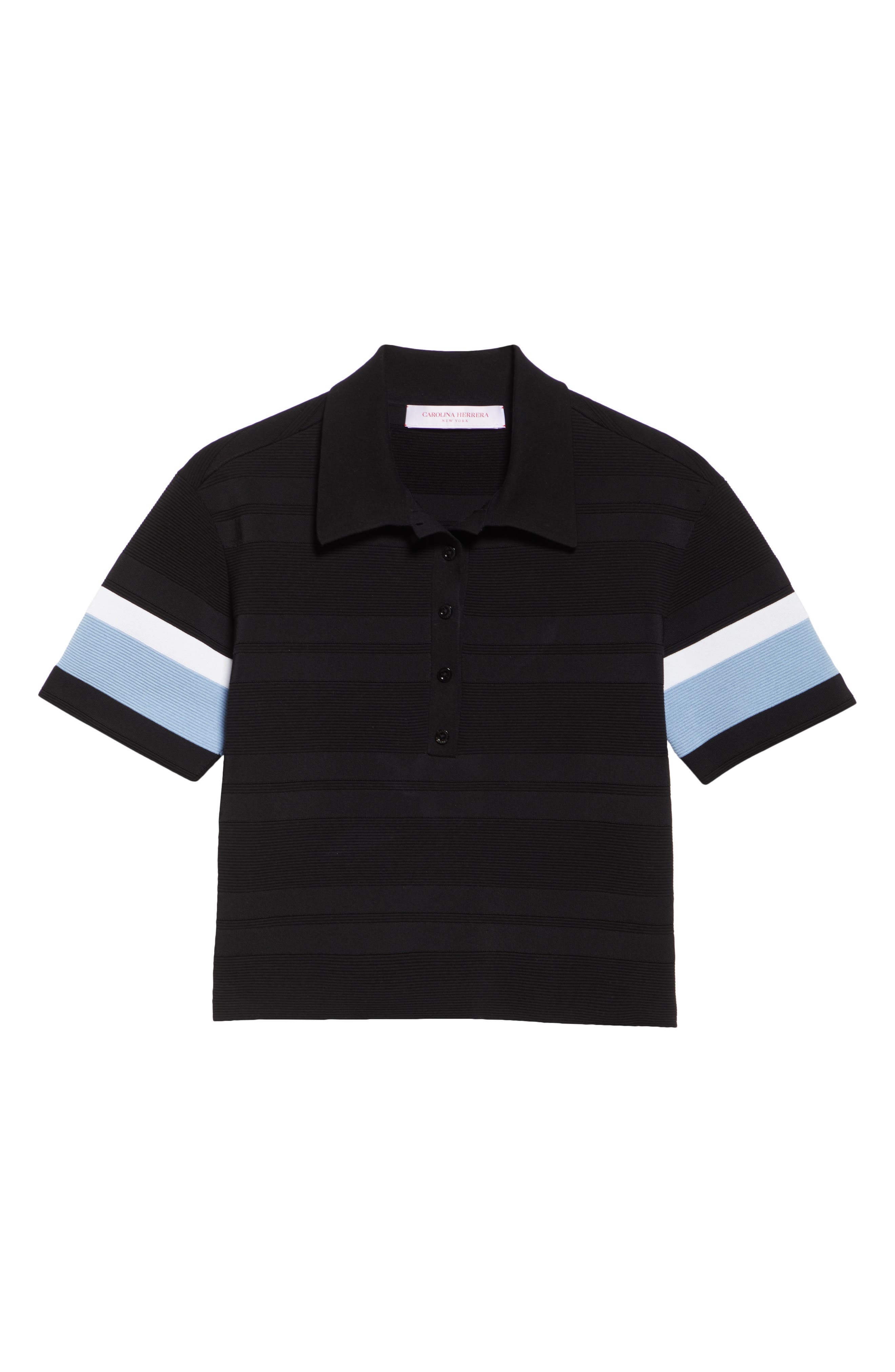 Carolina Herrera Stripe Knit Polo in Black Multi at Nordstrom - 6