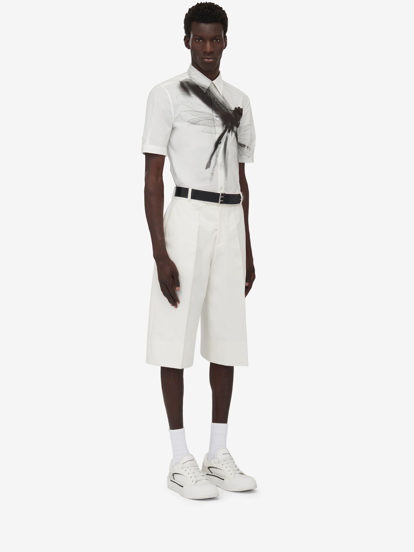 Men's Pleated Baggy Shorts in Ivory - 3