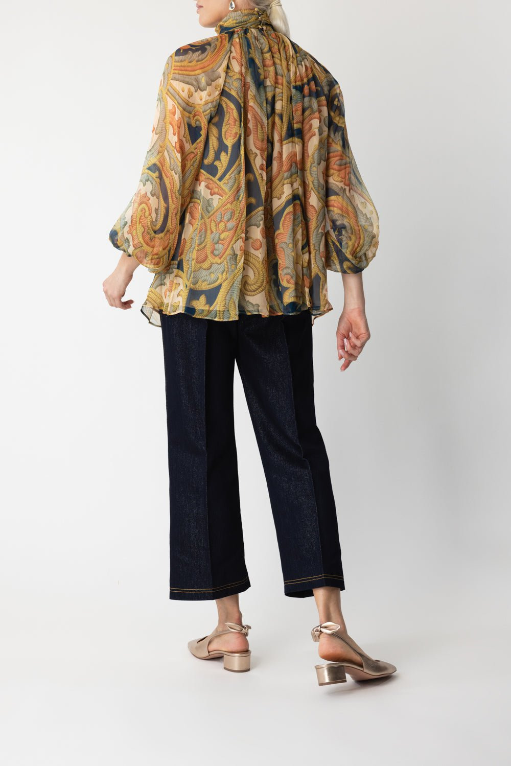 High Neck Printed Blouse - 4