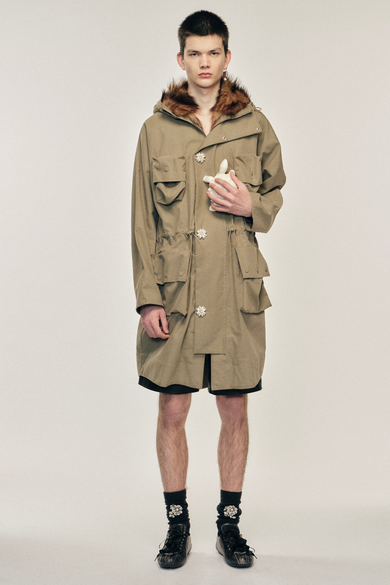 Multi Pocket Faux Fur Lined Parka Coat 1