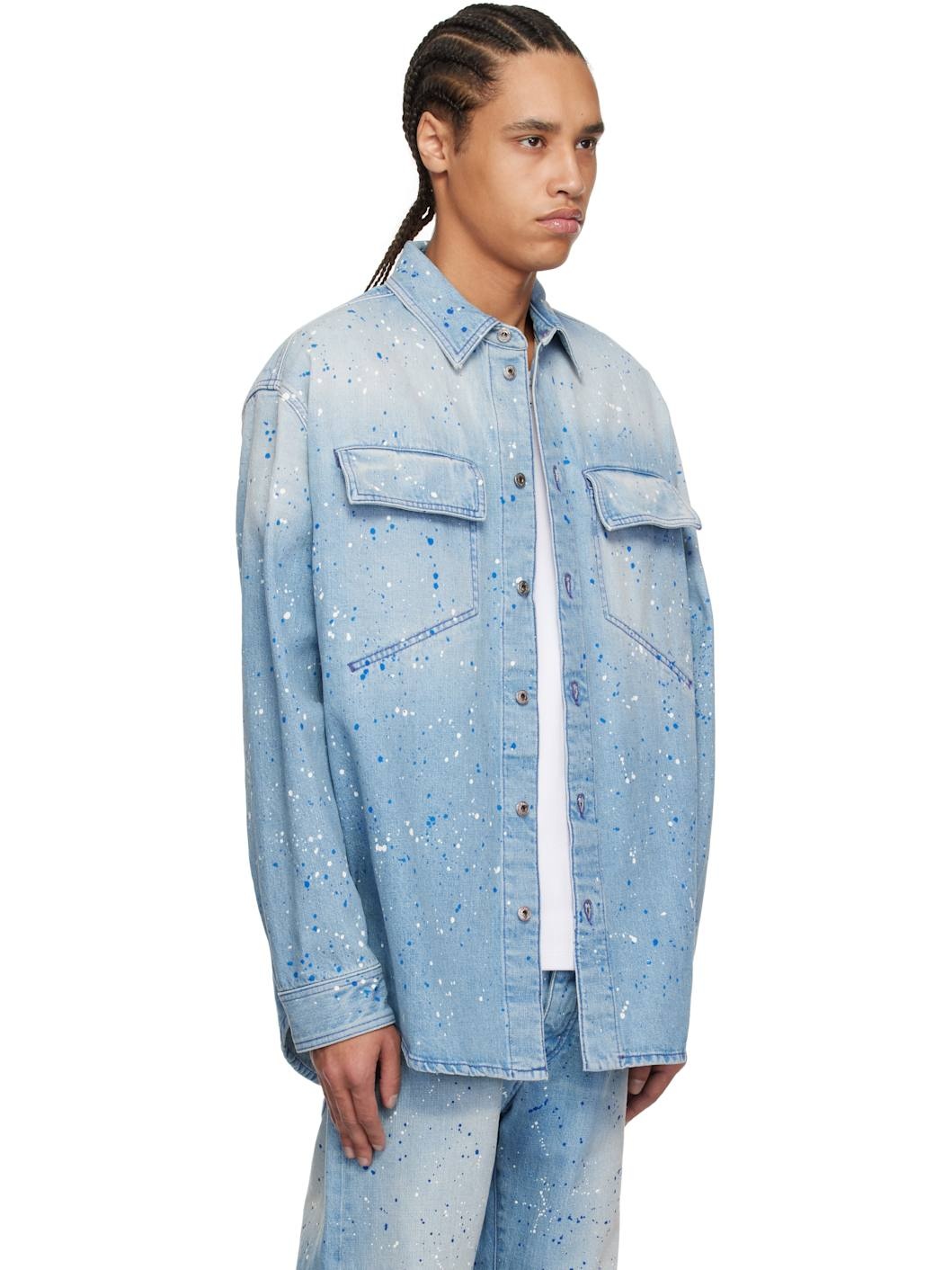 Blue Paint Splatter Denim Jacket - 2
