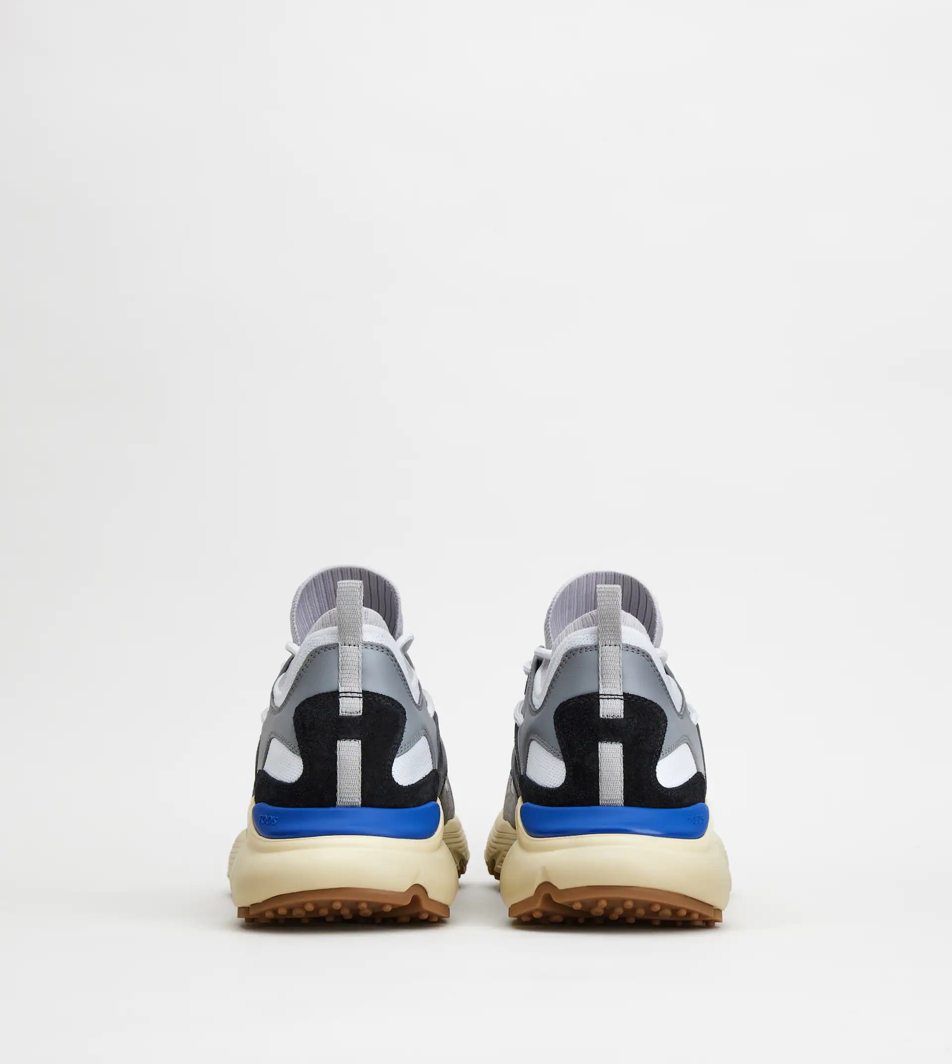 LEATHER AND TECHNICAL FABRIC SNEAKERS - GREY, BLUE - 2