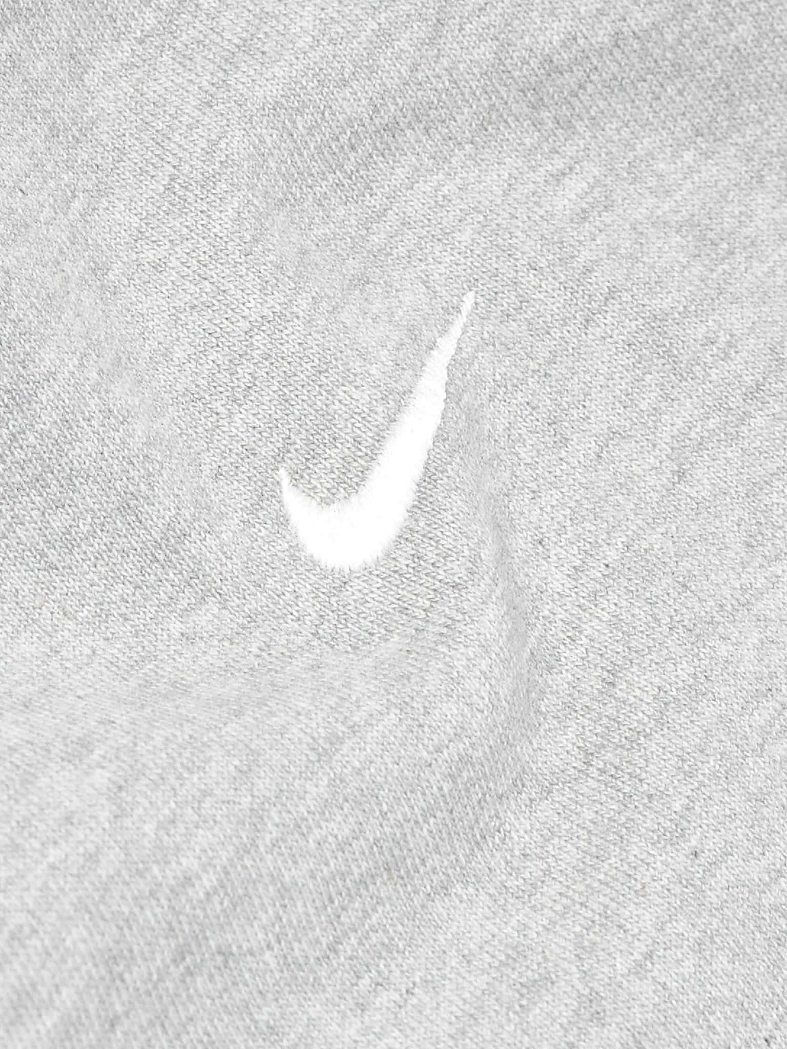 Solo Swoosh Logo-Embroidered Cotton-Blend Jersey Hoodie Gray - 4