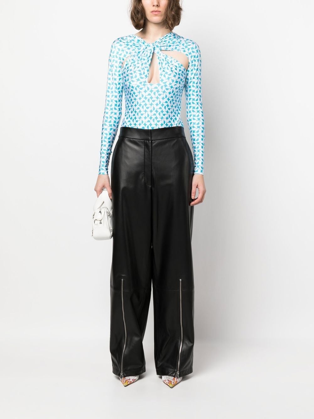 geometric-print long-sleeve bodysuit - 2