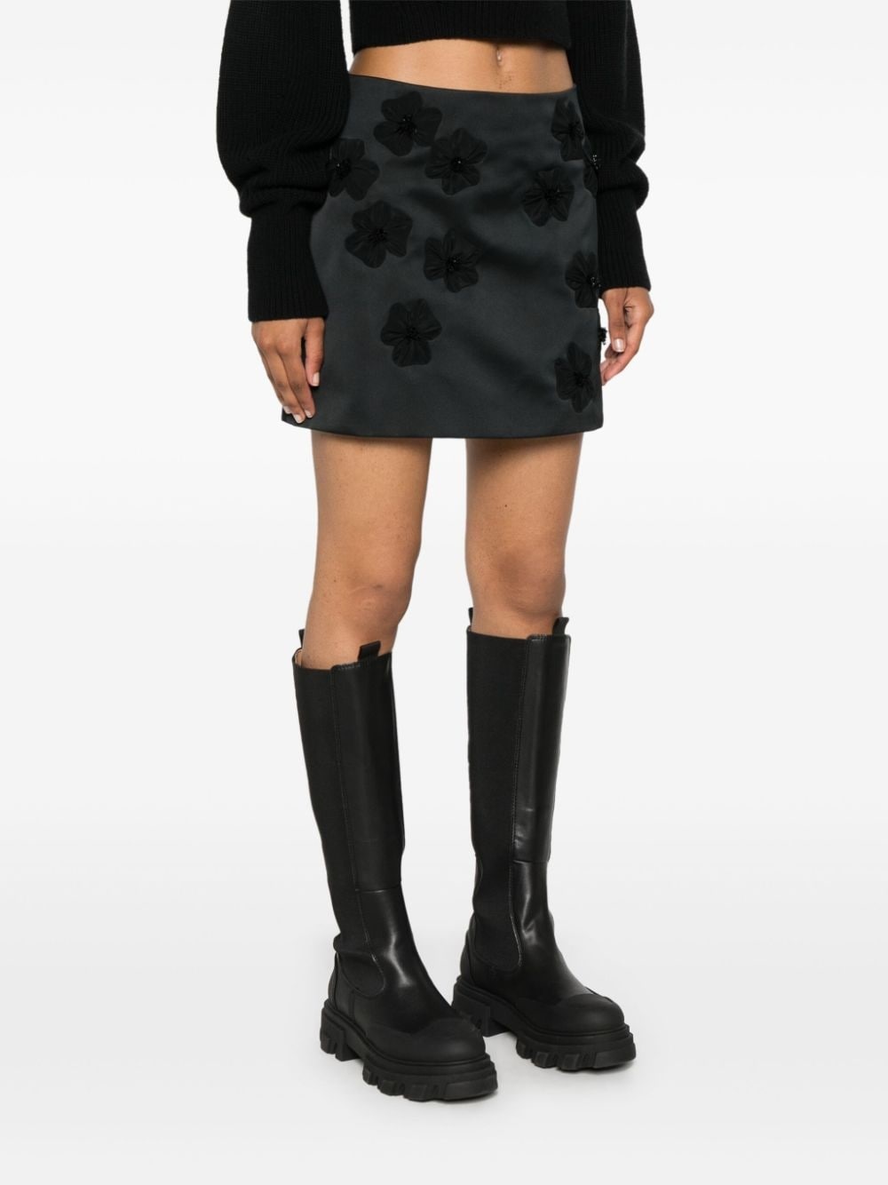 floral-appliquÃ© A-line miniskirt - 3