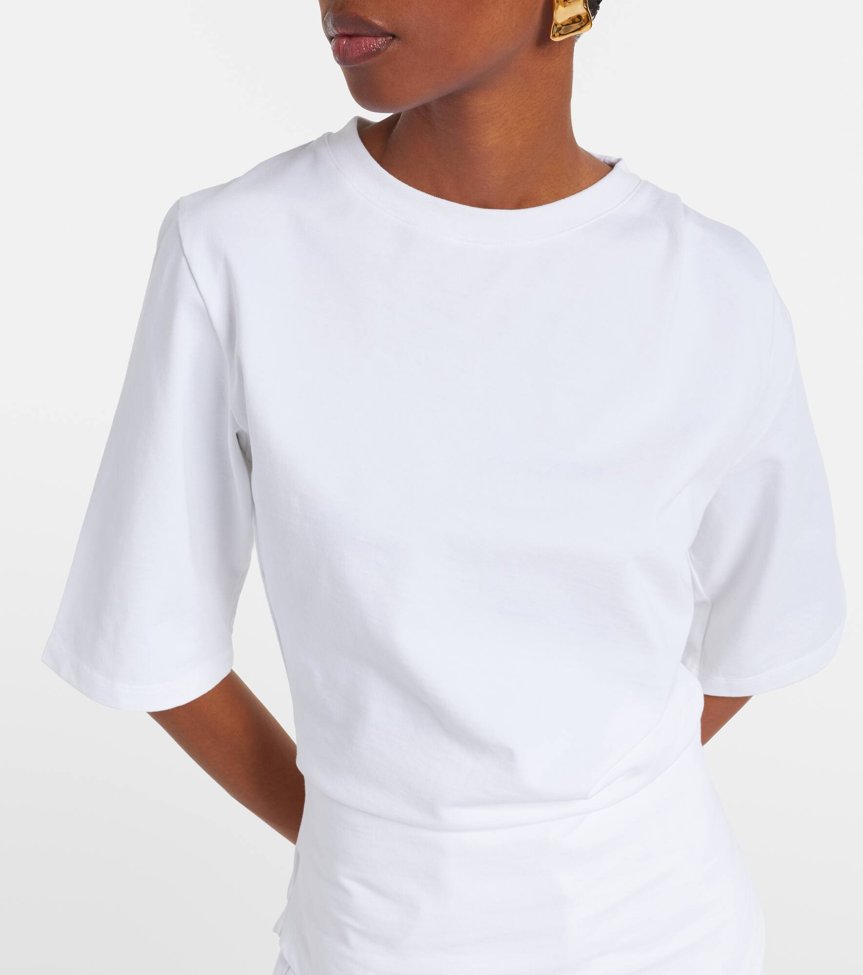 Gathered cotton jersey T-shirt - 4