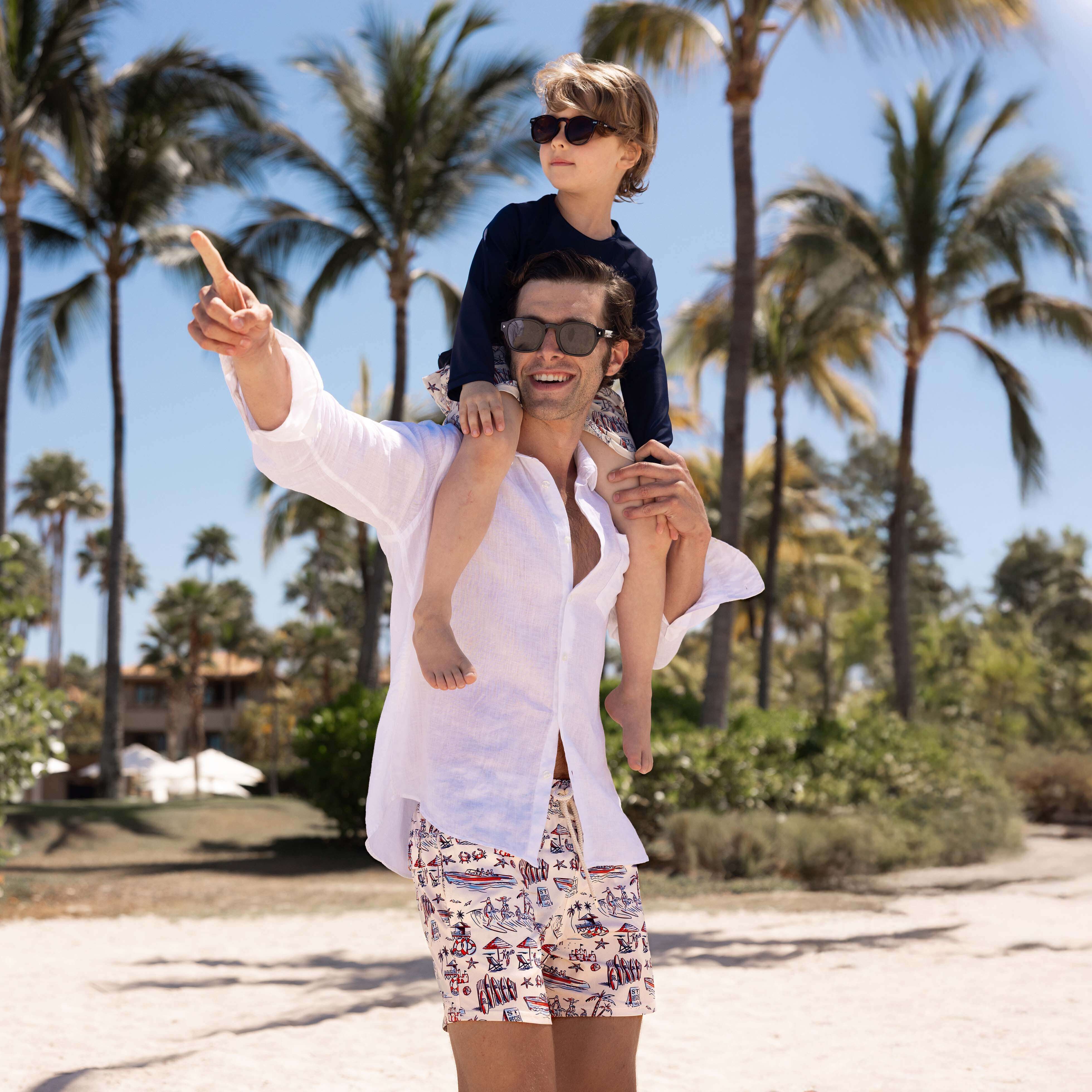 Men Stretch Swim Trunks Family Beach- Vilebrequin x St Regis - 7
