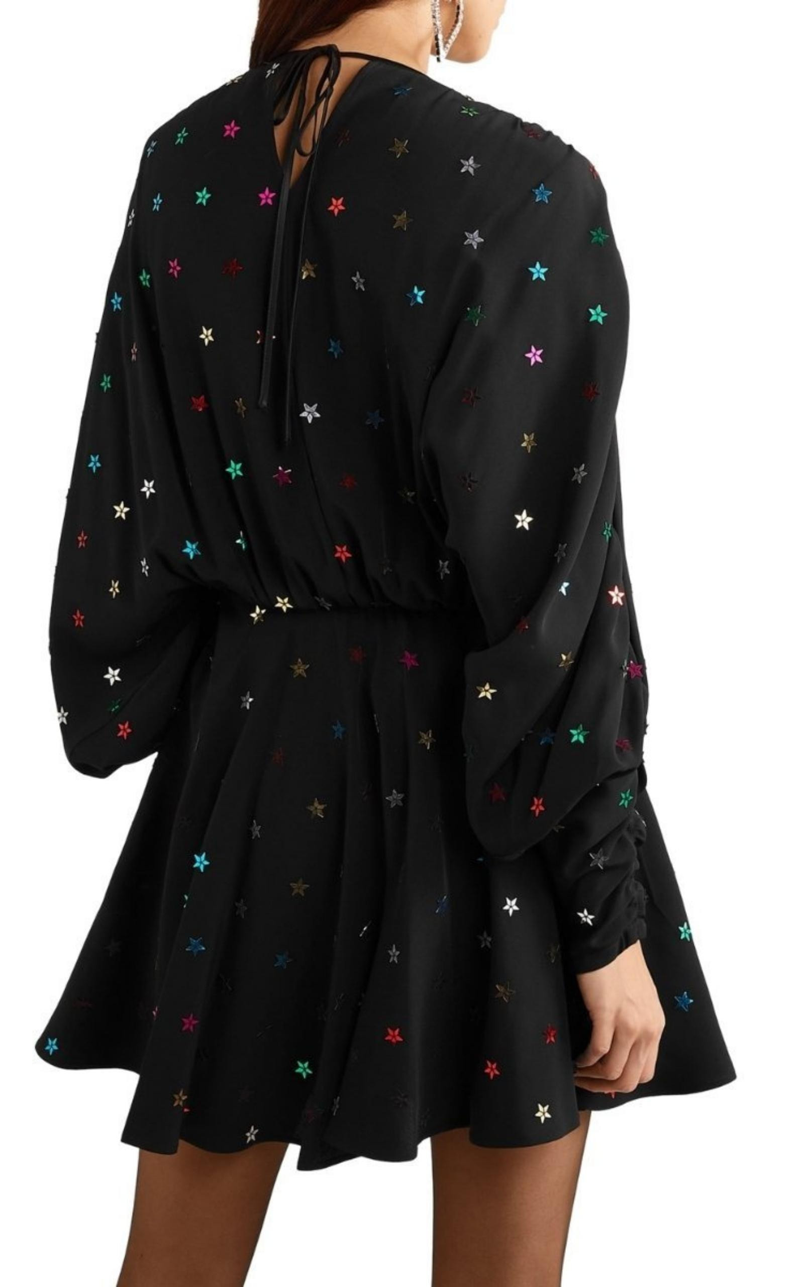 Gathered Sequin-embellished Crepe De Chine Mini Dress - 4