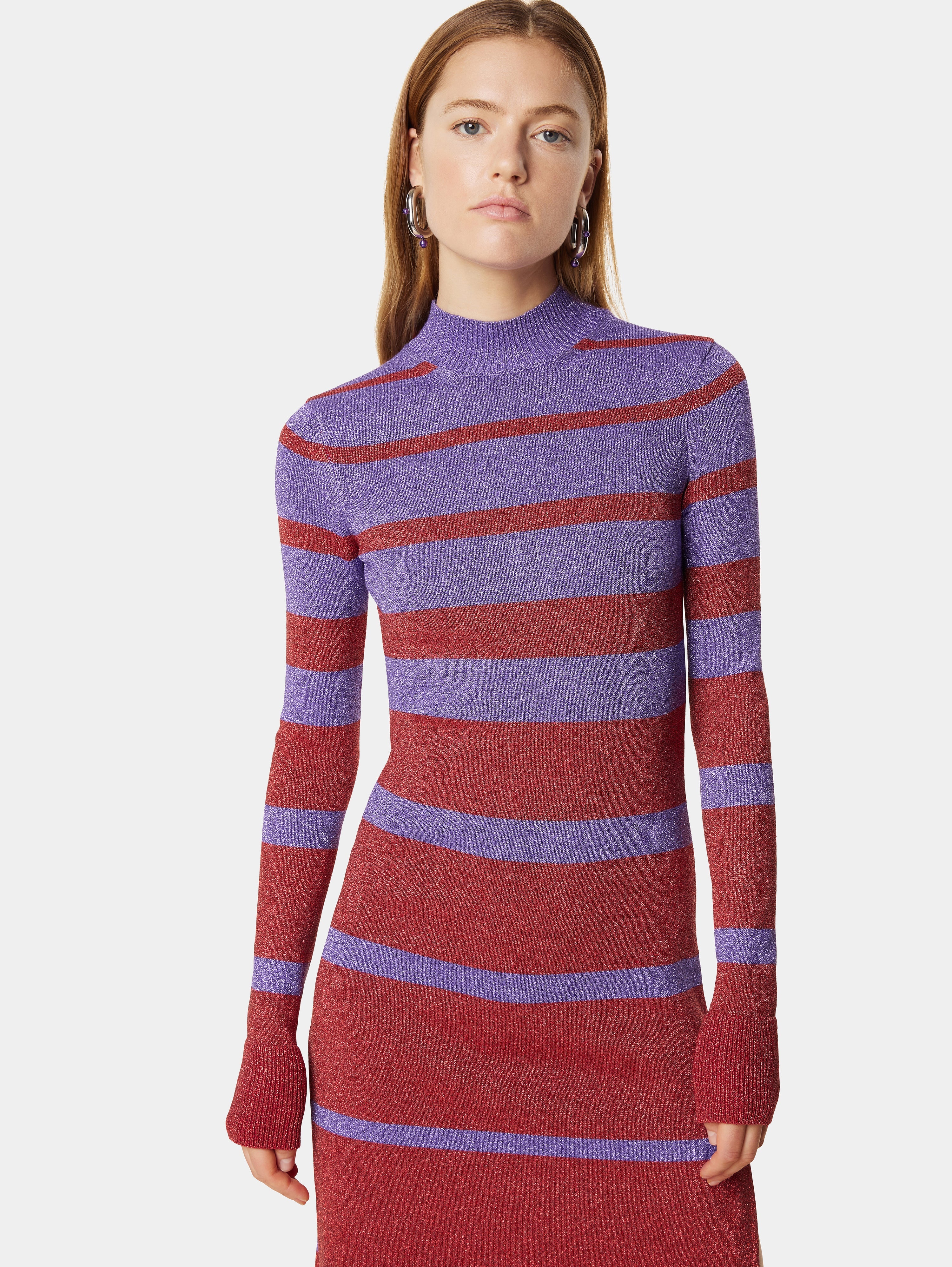 RED AND VIOLET LONG-SLEEVED DRESS - 4