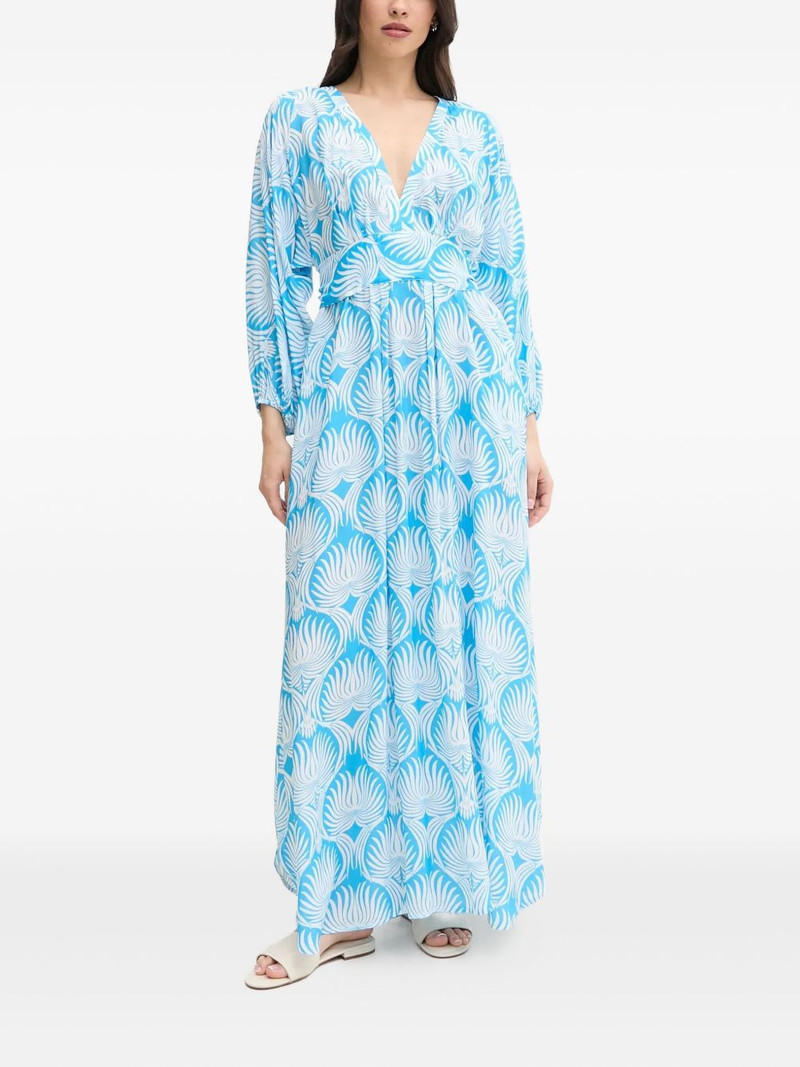 MELISSA ODABASH leaf-print pleated maxi dress outlook