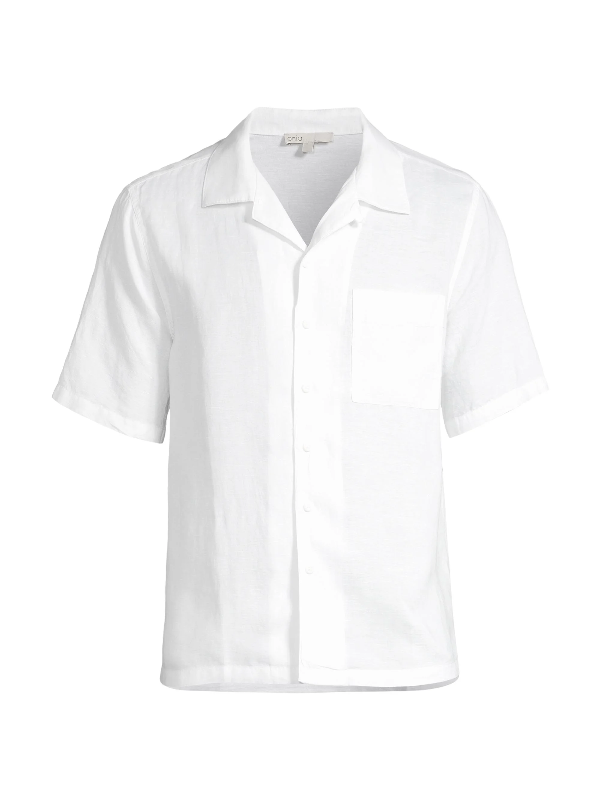 Men's Linen-Blend Camp Shirt - White - 1