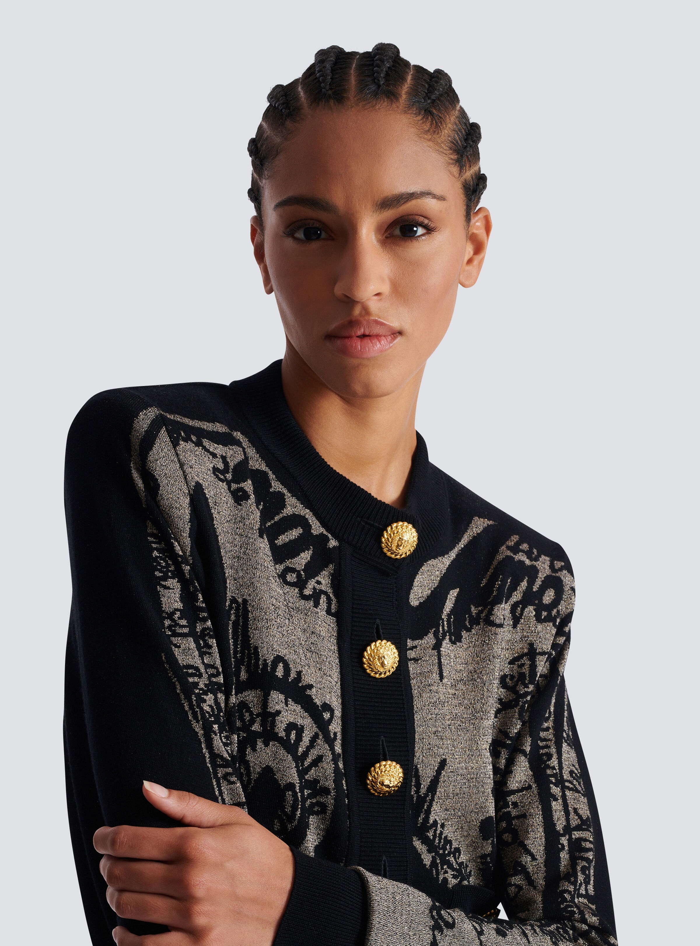 Jacquard knit cardigan with body motif - 7
