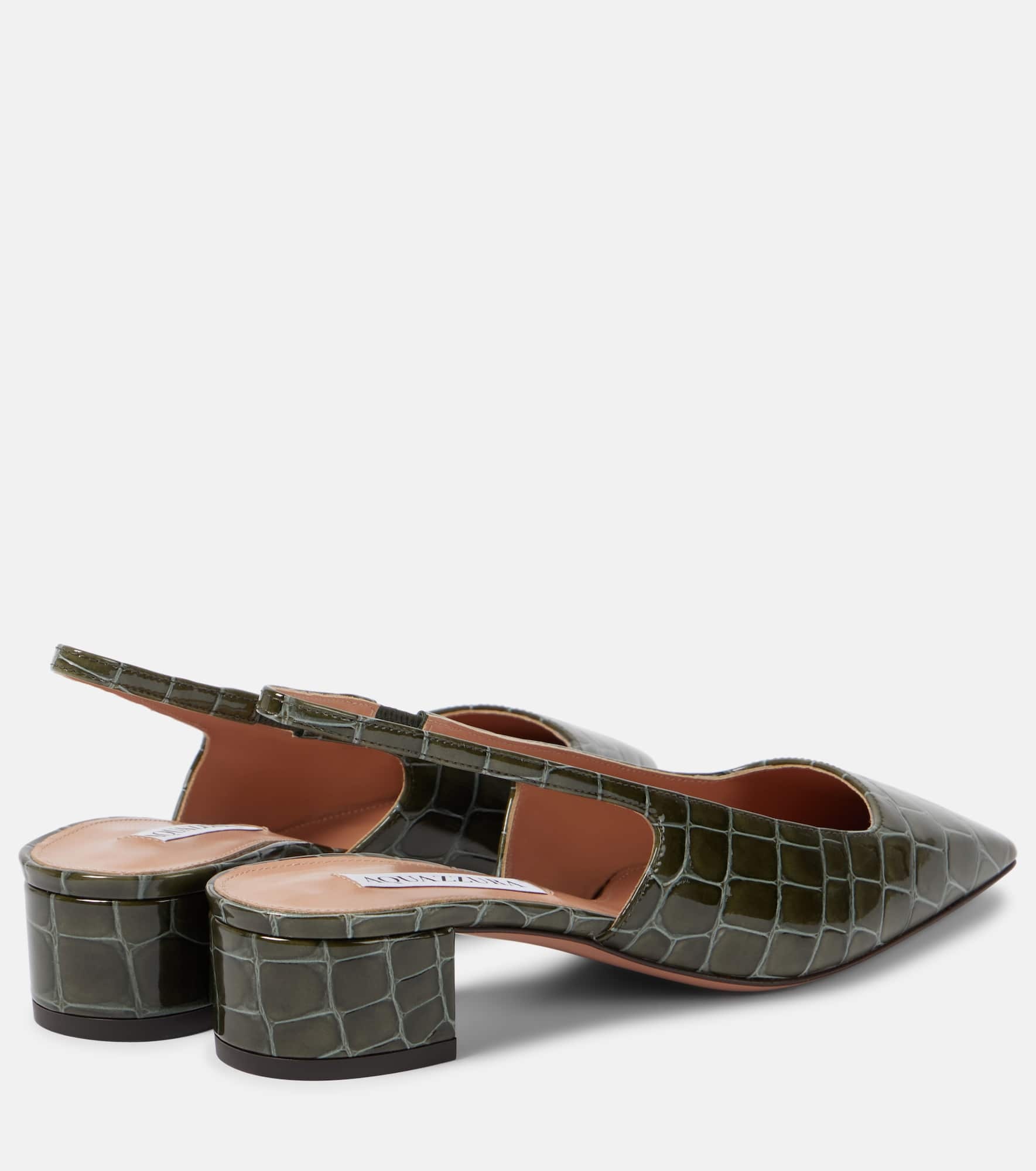 Ginza 35 croc-effect leather slingback pumps - 2