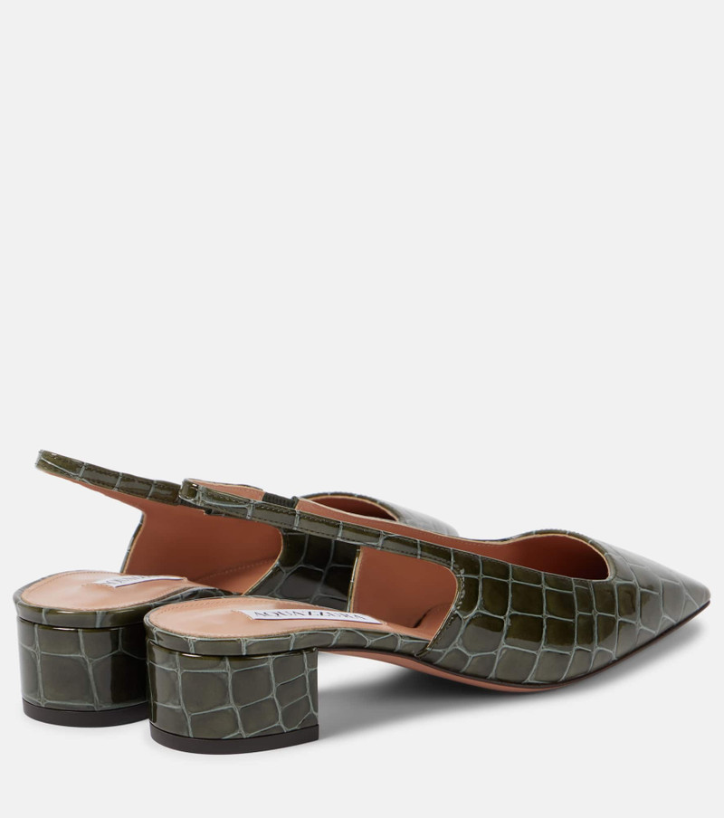 AQUAZZURA Ginza 35 croc-effect leather slingback pumps outlook
