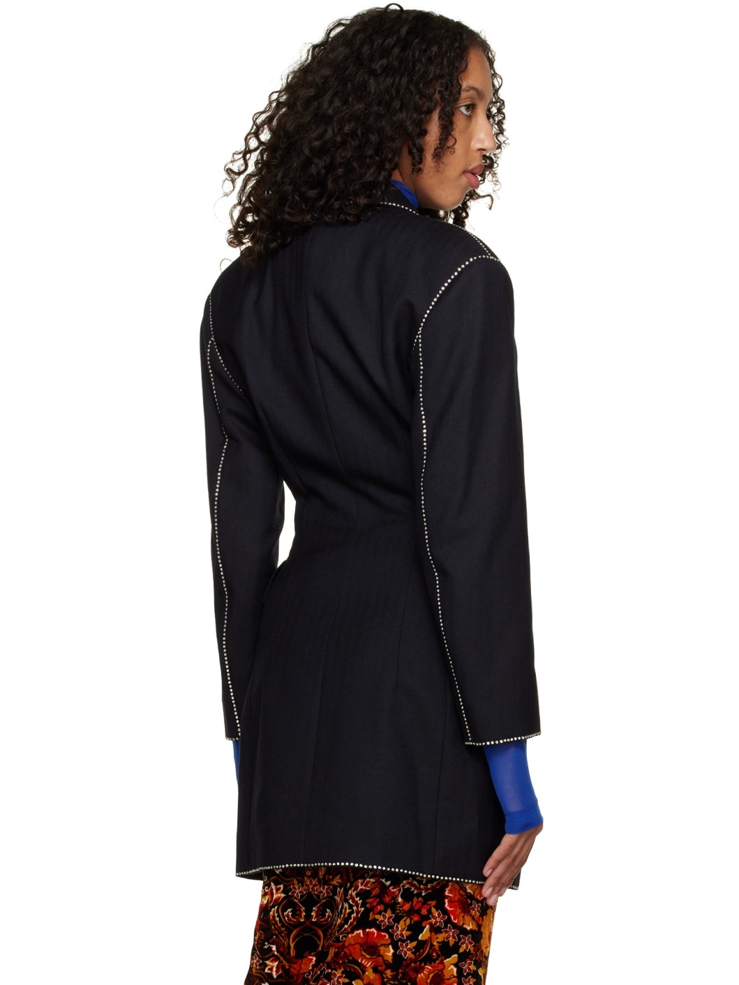 Navy Crystal-Cut Blazer - 3