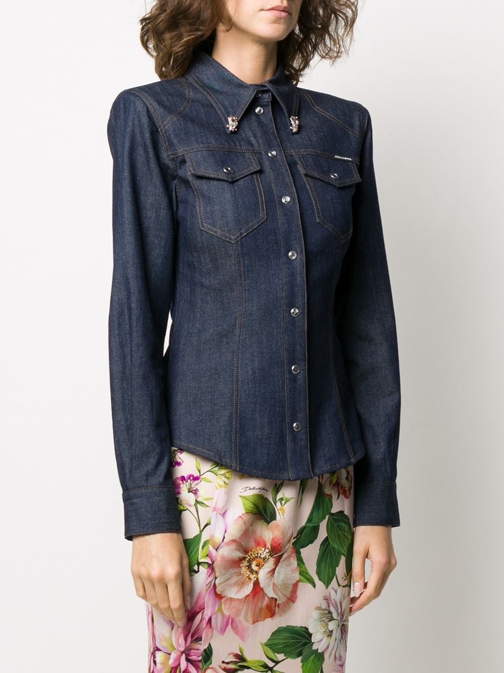 slim fit denim shirt - 3