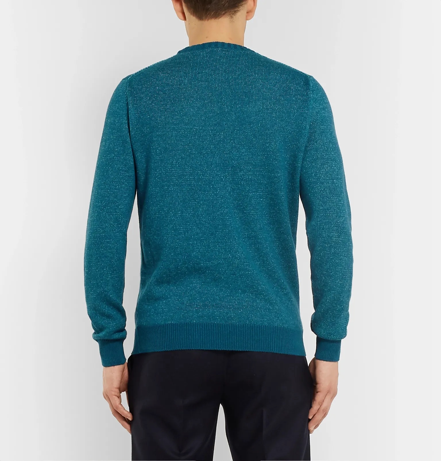 Slim-Fit Mélange Linen, Cashmere and Silk-Blend Sweater - 11