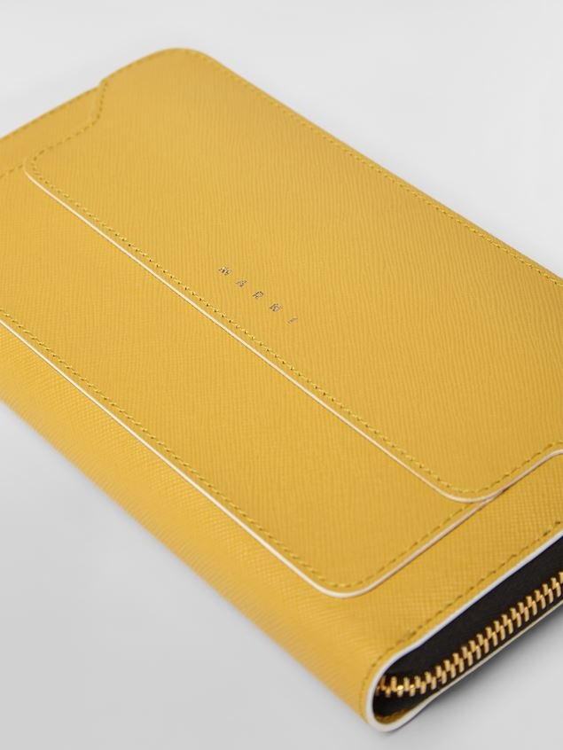 RECTANGULAR ZIP-AROUND WALLET IN MONO-COLOURED SAFFIANO LEATHER - 4