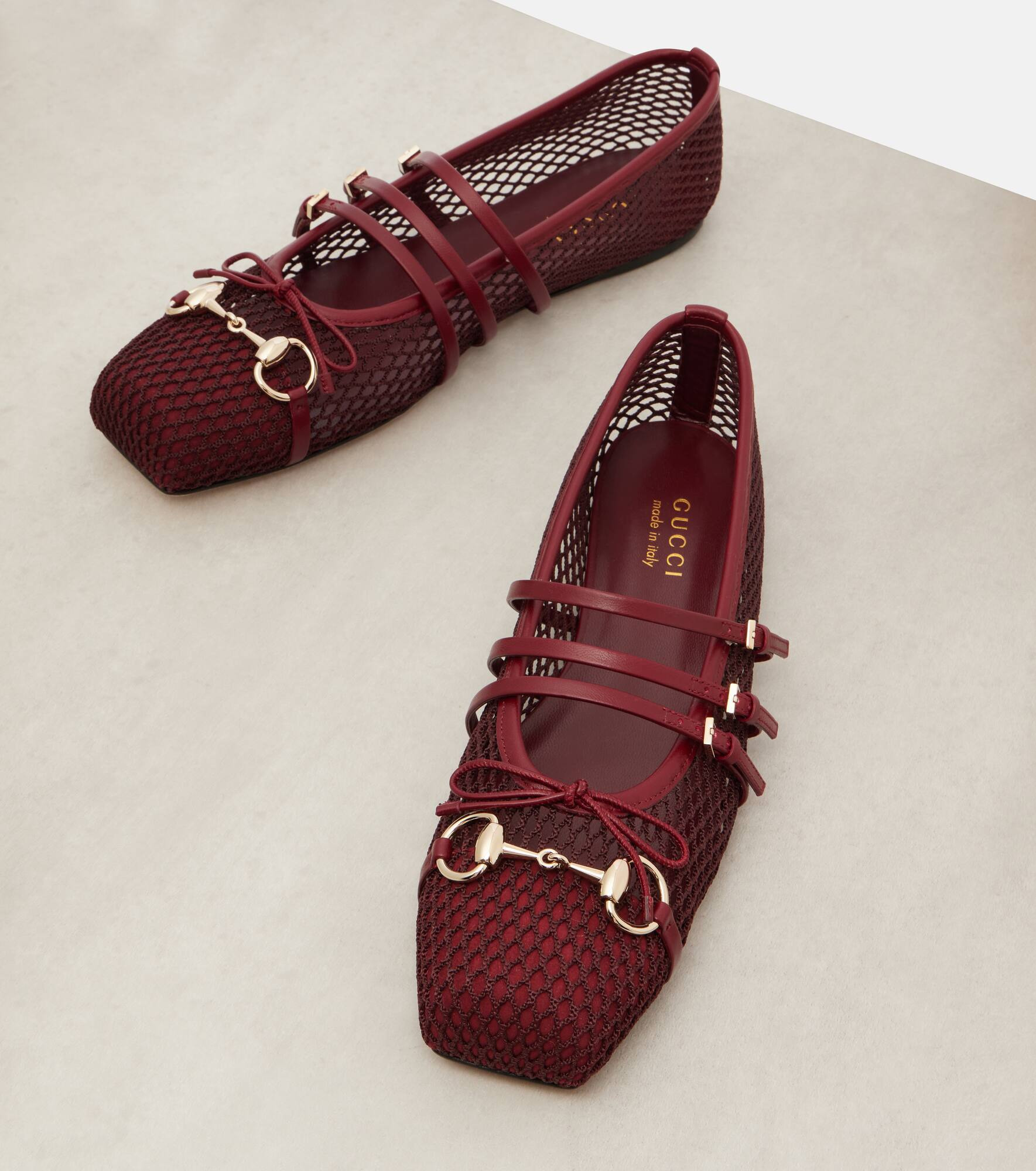 Horsebit leather-trimmed mesh ballet flats - 5