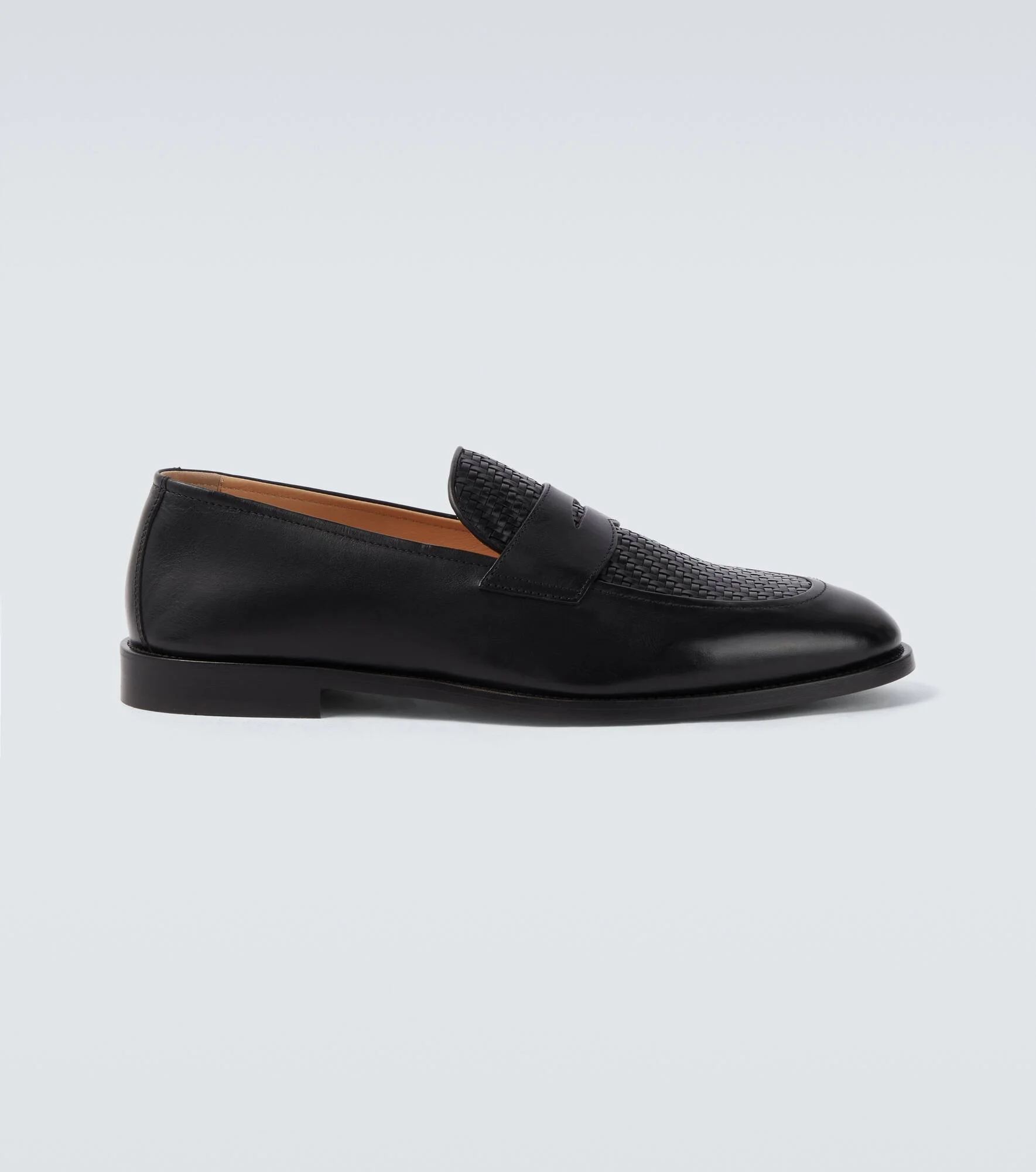 Woven leather penny loafers - 1