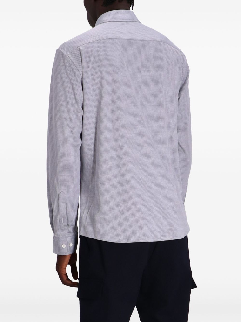 stretch-jersey micro-check shirt - 4