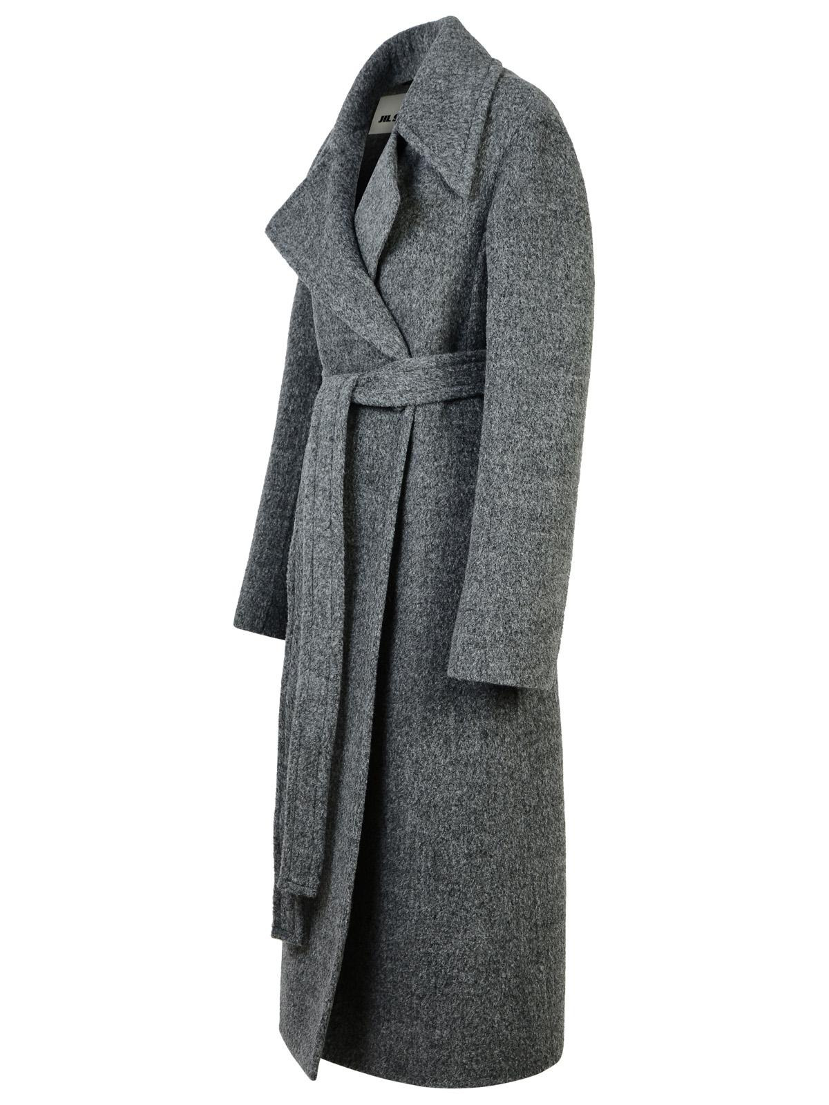 Jil Sander Grey Wool Blend Coat Women - 2