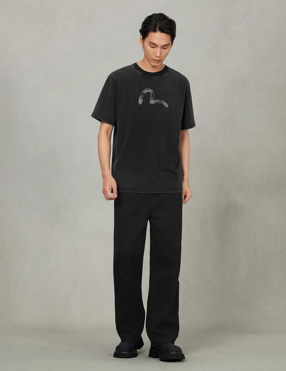Hand-Drawn Seagull Print Relax Fit T-Shirt - 10
