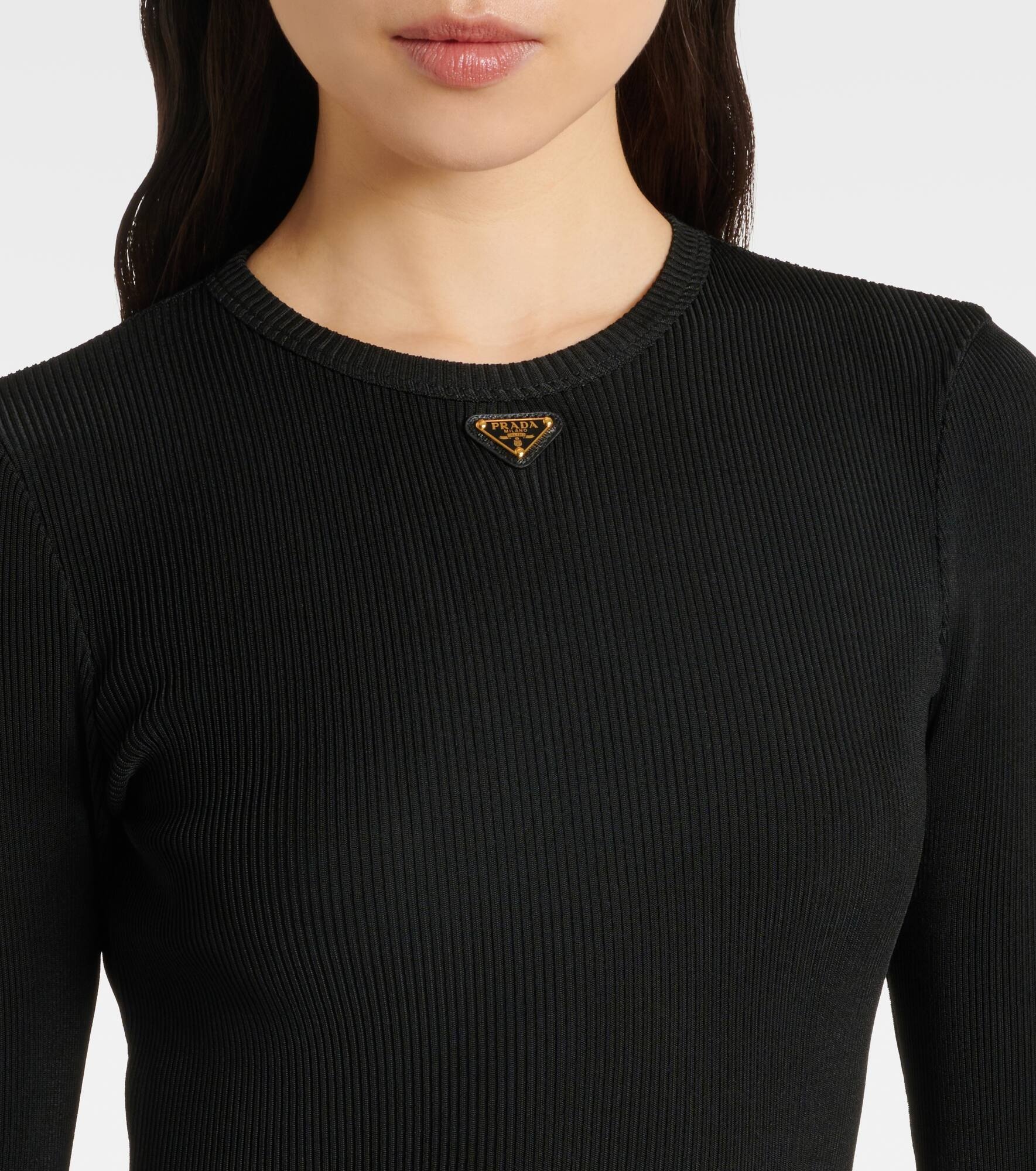 Logo ribbed-knit midi dress - 4