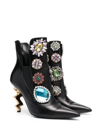 Moschino 110mm crystal-embellished leather boots outlook