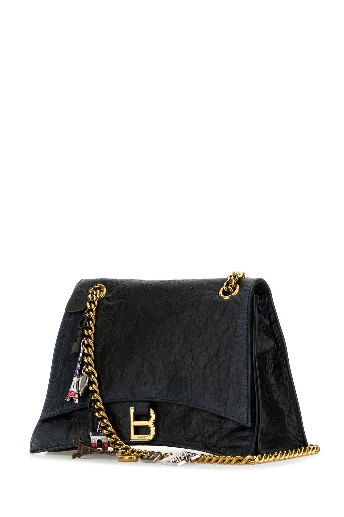 Black leather medium Crush Chain shoulder bag - 2