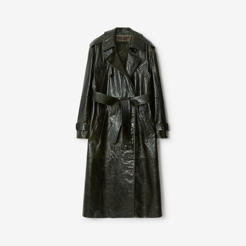 Long Embossed Leather Trench Coat 1
