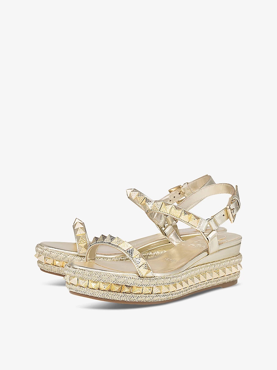 Pyraclou 60 stud-embellished suede wedge sandals - 3