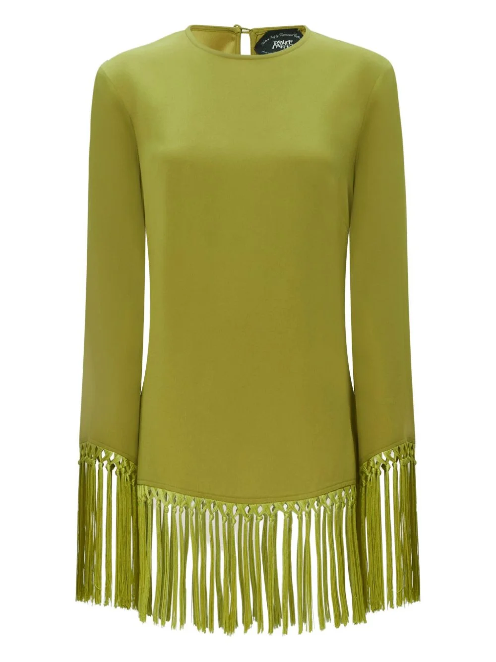 fringe-trimmed long-sleeve dress - 1