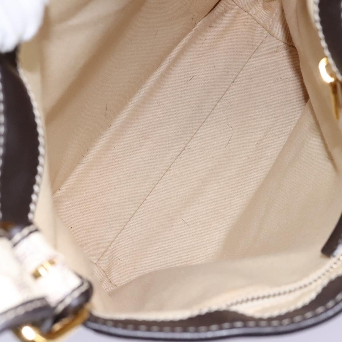 CELINE Macadam Canvas Shoulder Bag Pvc Leather White - 11