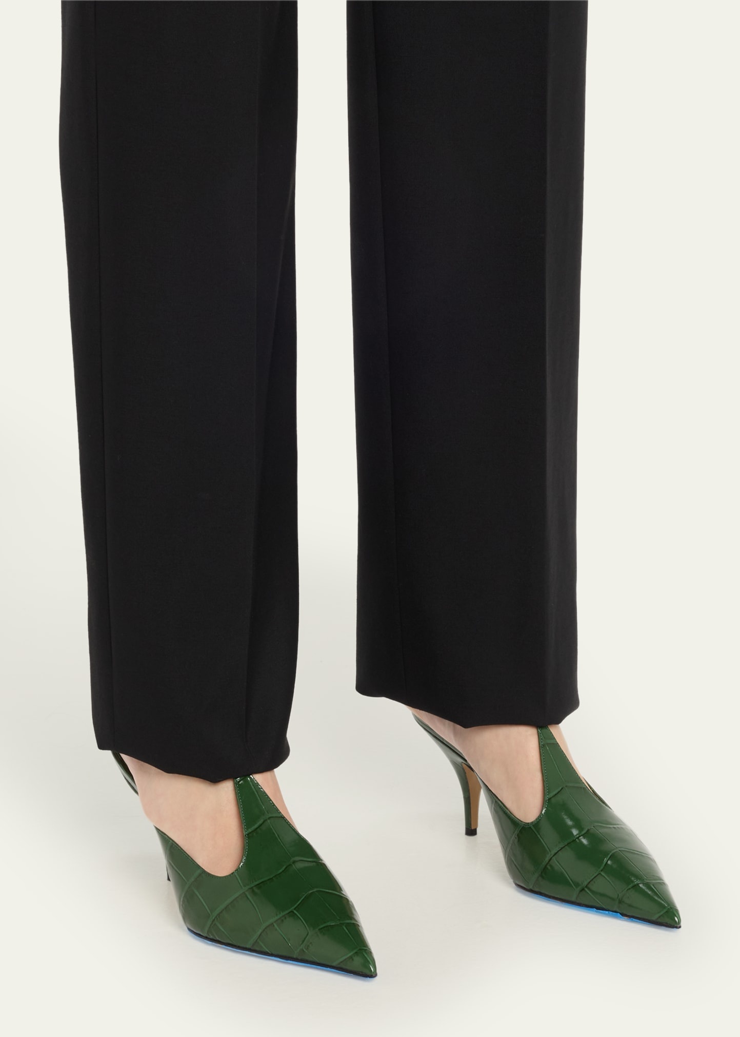 Avril Croc-Embossed Leather Mule Pumps - 2