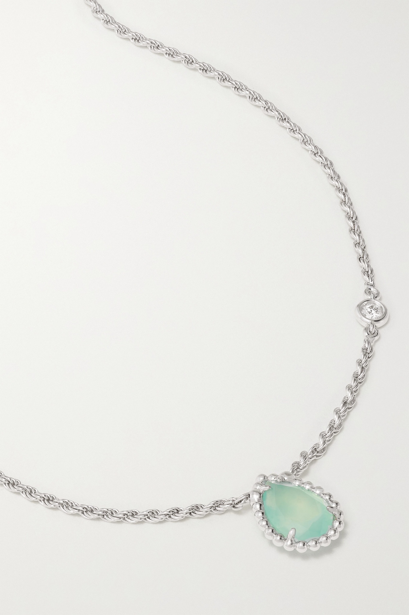 Serpent Bohème 18-karat white gold, aquaprase and diamond necklace - 1