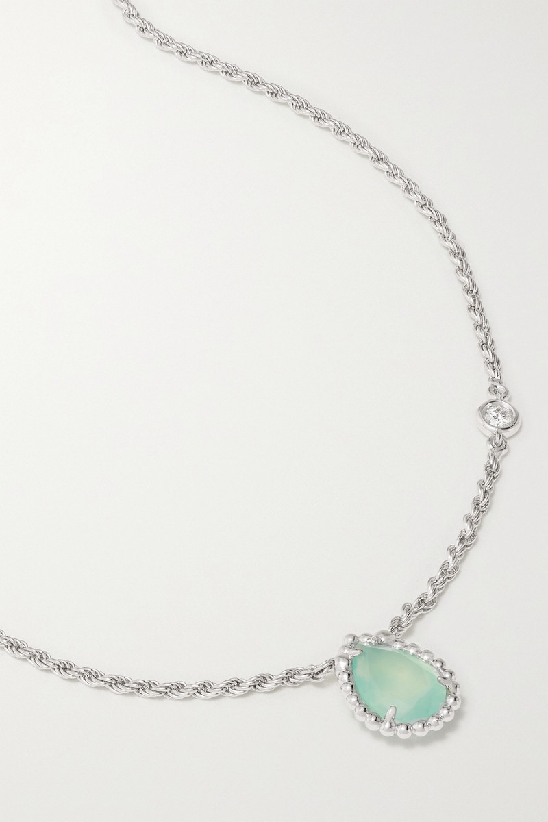 Serpent Bohème 18-karat white gold, aquaprase and diamond necklace 1