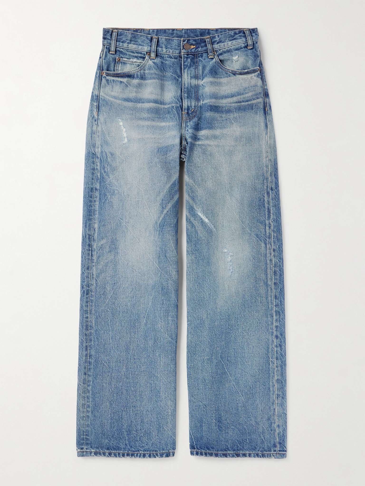 Wide-Leg Distressed Jeans - 1