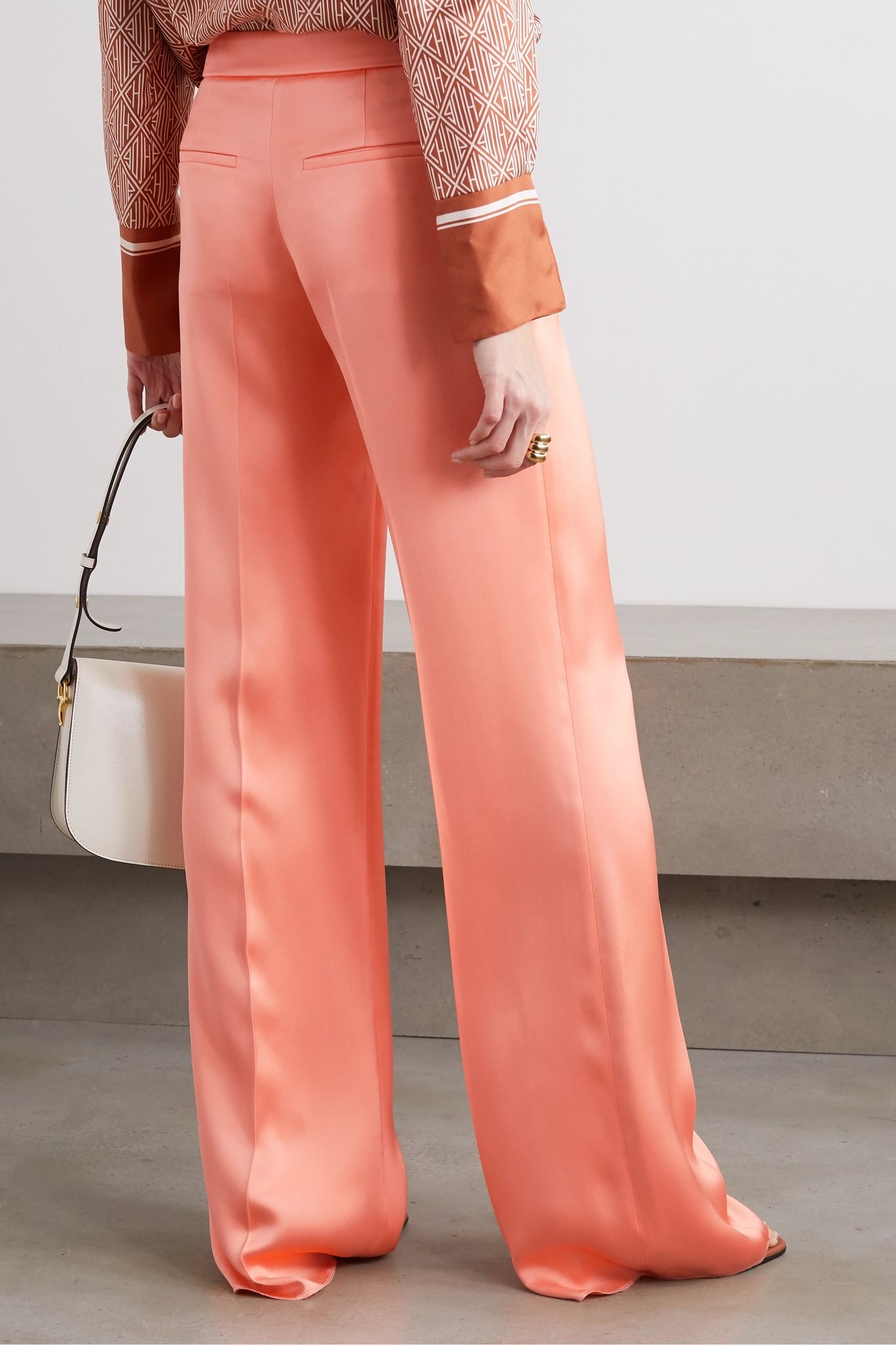 Satin wide-leg pants - 4