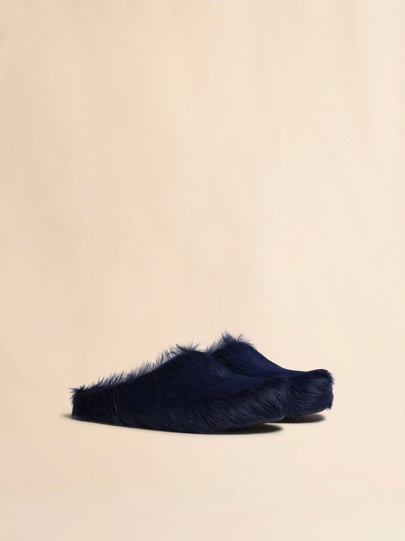 BLUE LONG HAIR CALFSKIN FUSSBETT SABOT - 2