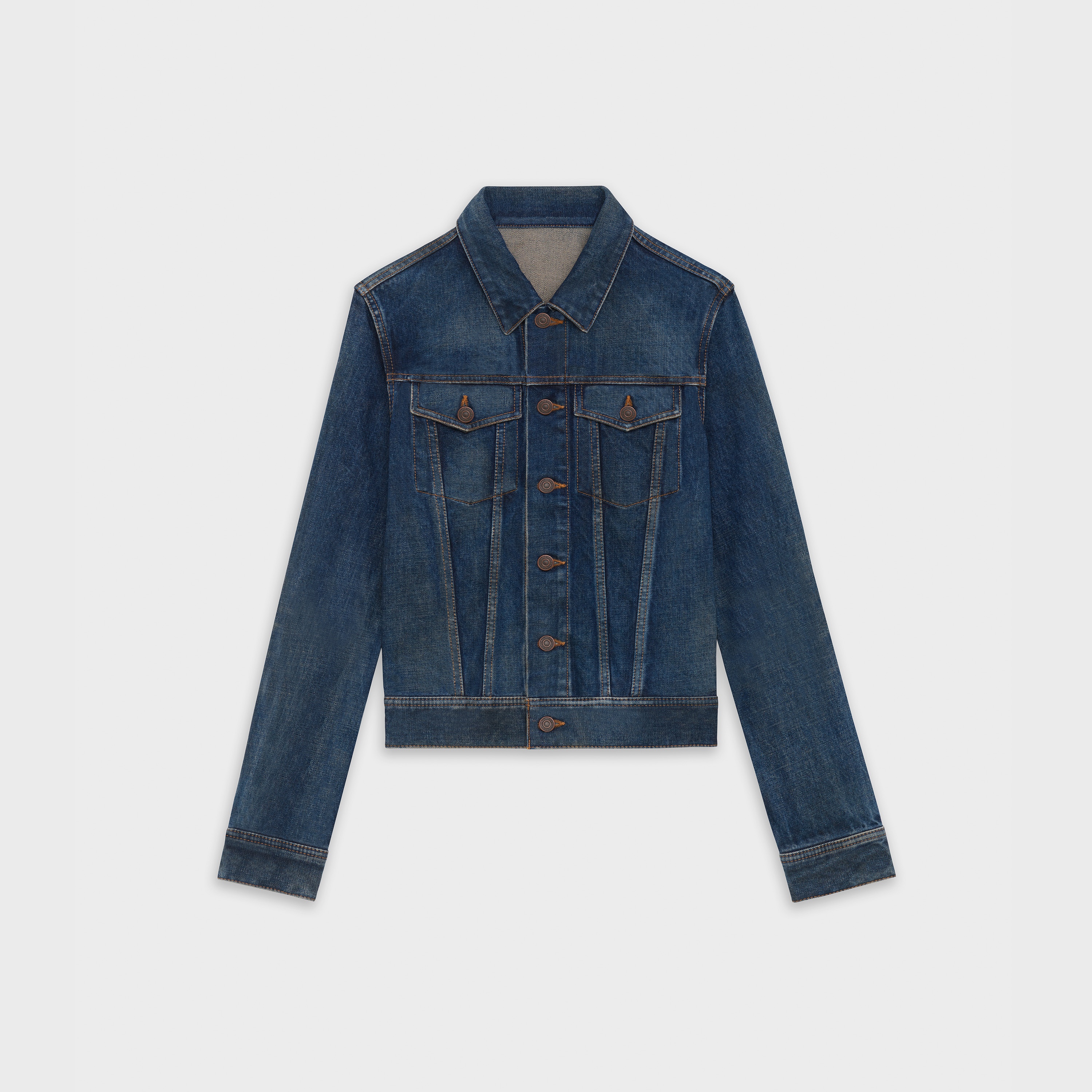 CELINE TRUCKER JACKET IN DARK STONE DENIM - 1