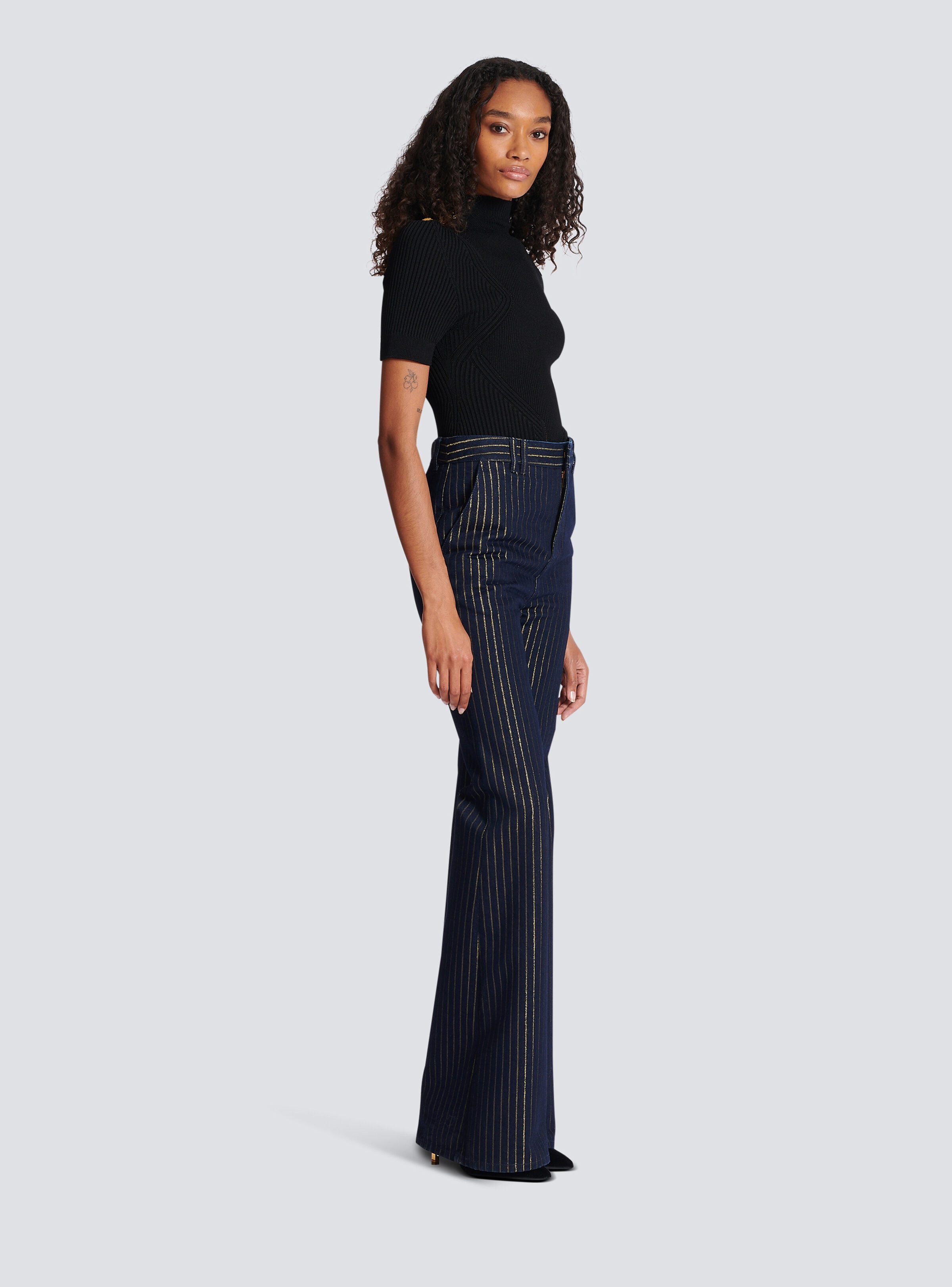 Flared jeans with lurex stripes - 3